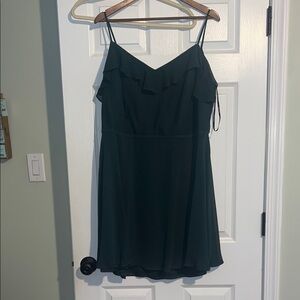 Bill Levkoff Dark Green Ruffle Mini Dress